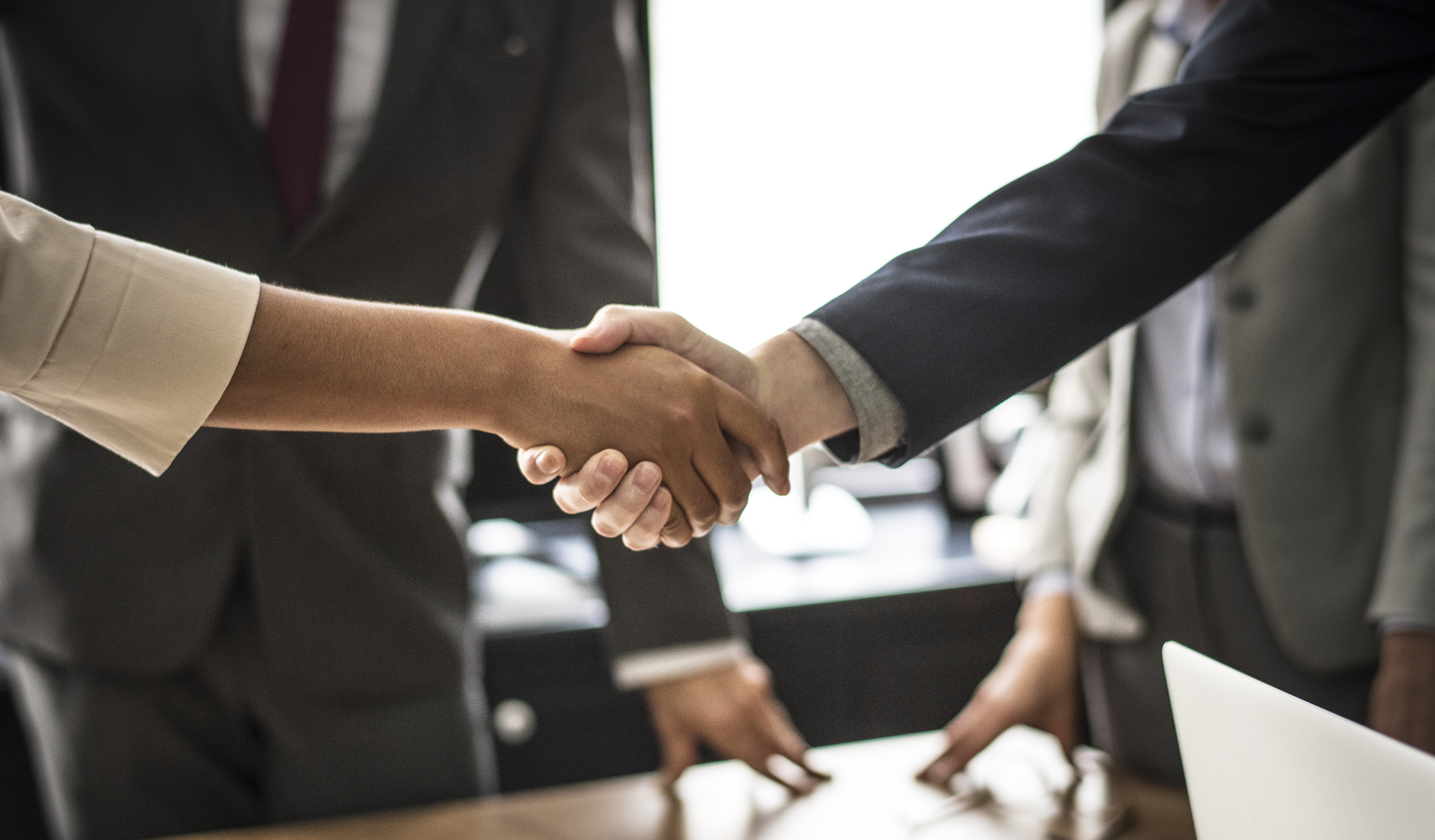 Handshake between two successful business people in the office