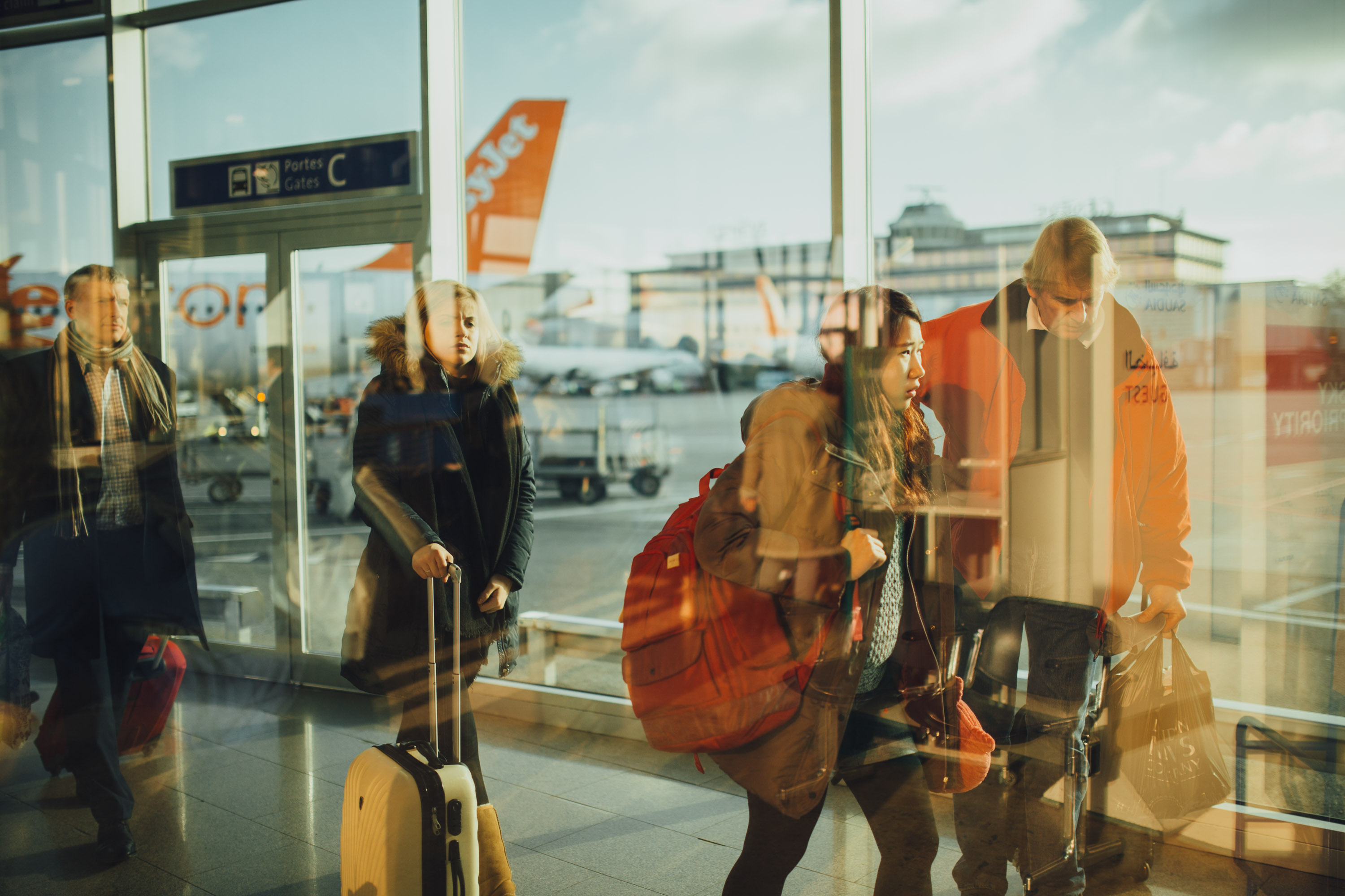 Group or people traveling with a spouse on a business trip.