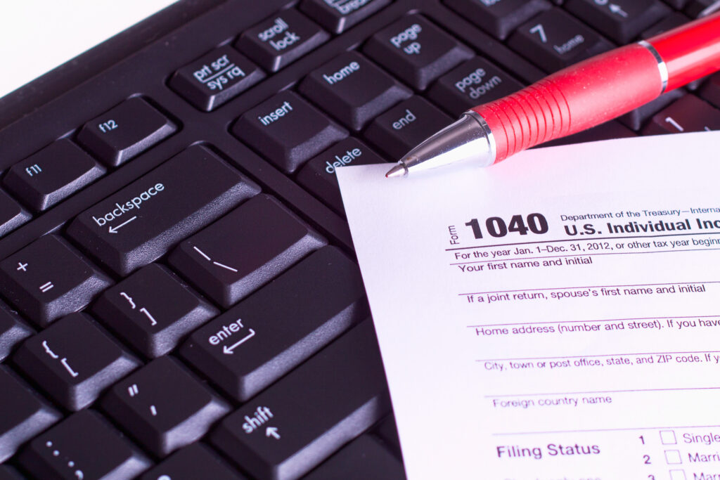 Completing tax information.
