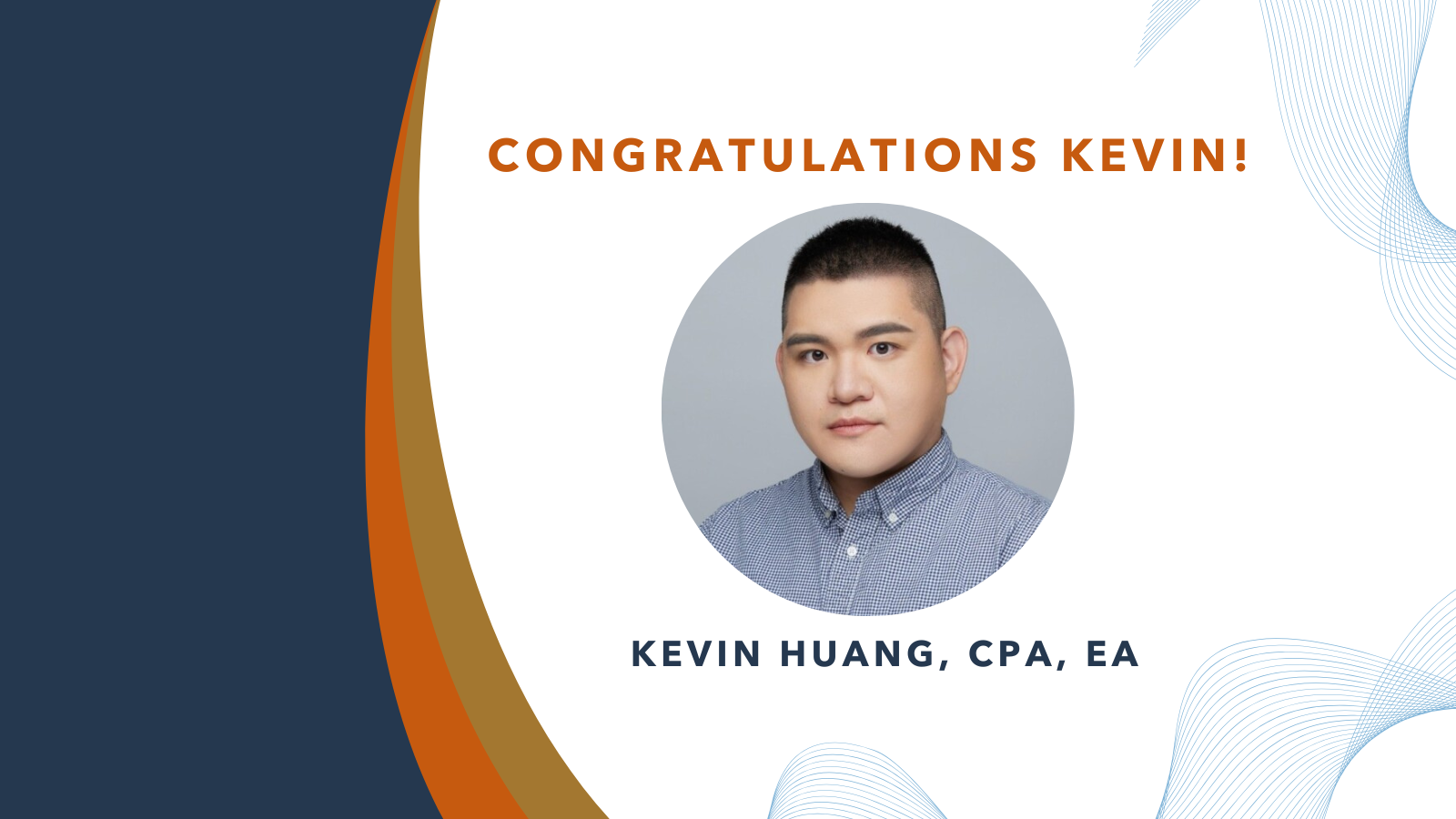 Graphic created to celebrate an employee accomplishment of passing their CPA exam. CPA exam stories.